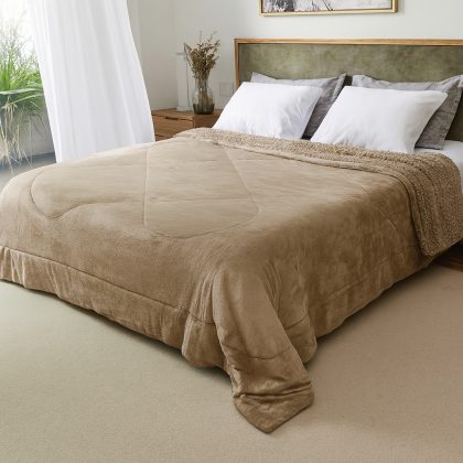 Acolchado EDREDON KING Beige C/Corderito