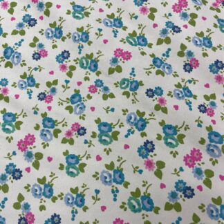 MIXEL ESTAMPADO FLORES CELESTE 1.50m
