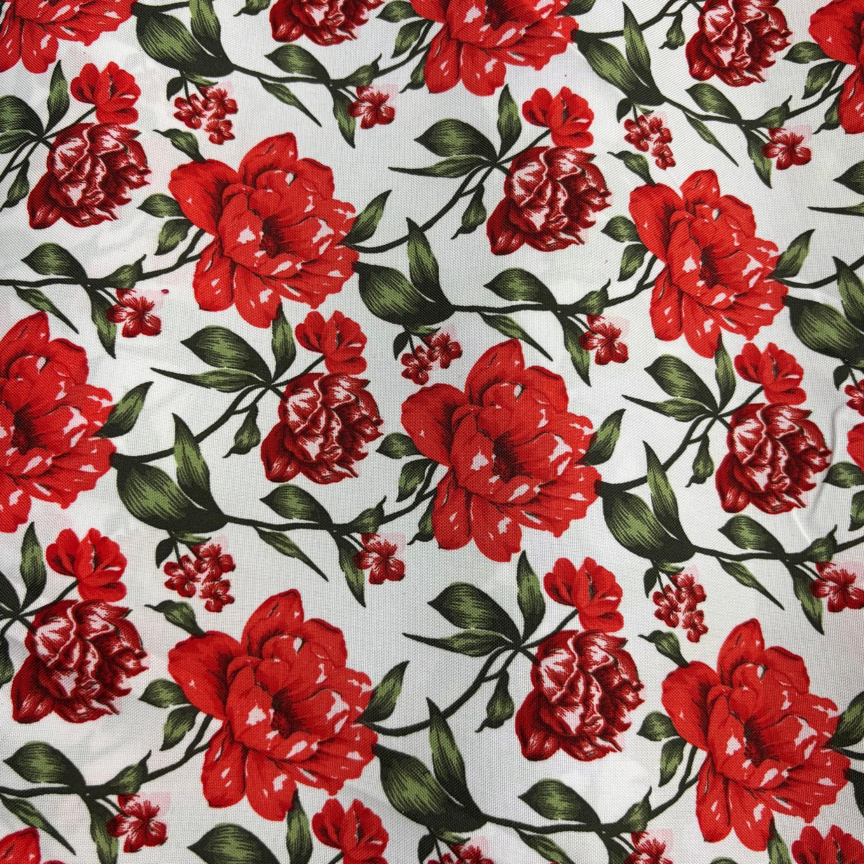 MECANICA ESTAMPADA FLORES FONDO BLANCO 1.50