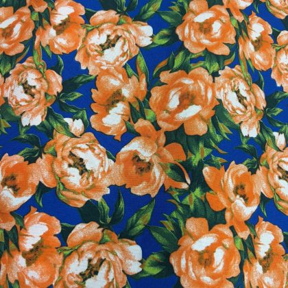 MECANICA ESTAMPADA FLORES FONDO AZUL 1.50