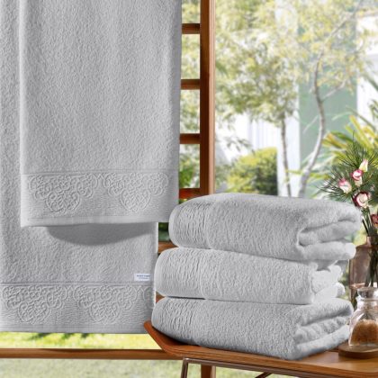 JUEGO DE TOALLA Y TOALLON PLATA 100% ALG PEINADO DE 500 GRS LINEA LIMOGES