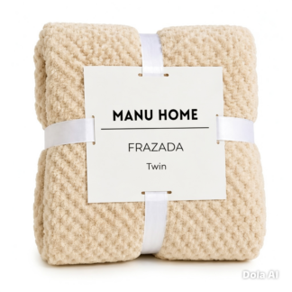 Frazada Haifa Flannel Jaquard Beige - Twin