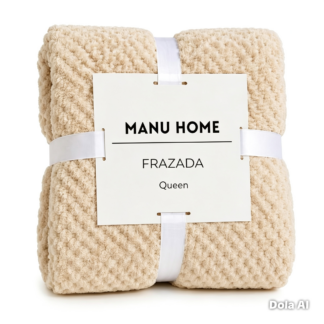 Frazada Haifa Flannel Jaquard Beige - Queen