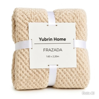 Frazada Haifa Flannel Jaquard Beige - Twin