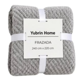 FRAZADA YUBRIN OSLO FLANNEL LISA CON CORDERITO Gris- 2.40 x 2.20 m