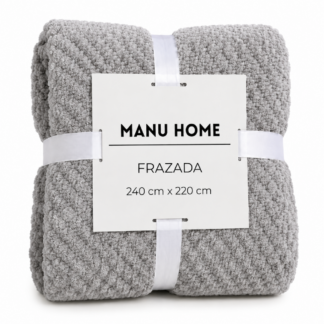 FRAZADA OSLO FLANNEL LISA CON CORDERITO GRIS 1.60 x 2.20