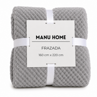 FRAZADA YUBRIN OSLO FLANNEL LISA CON CORDERITO 2.40 x 2.20 m - Gris