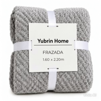 FRAZADA HAIFA FLANNEL JAQUARD PUNTITOS GRIS QUEEN