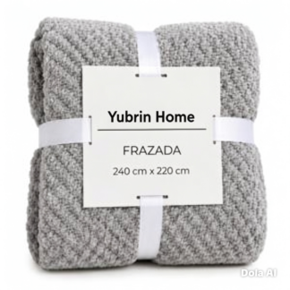 FRAZADA HAIFA FLANNEL JAQUARD PUNTITOS GRIS- QUEEN