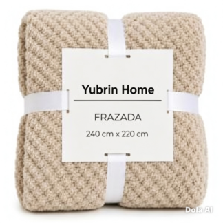 FRAZADA HAIFA FLANNEL JAQUARD PUNTITOS BEIGE- QUEEN