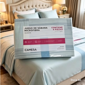 JGO. SABANAS MICROFIBRA QUEEN RAYA VERDE
